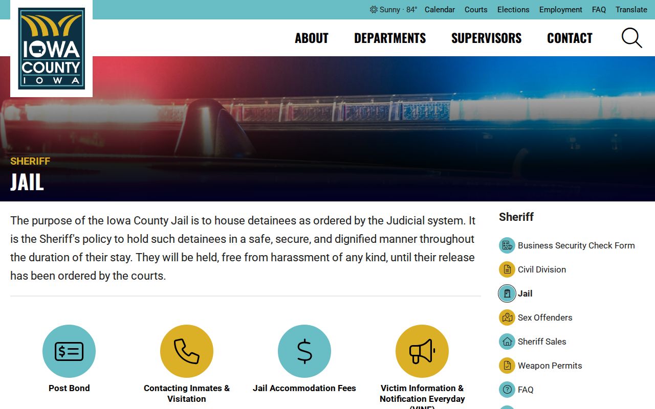 Iowa County warrant lookup jail and post bond route