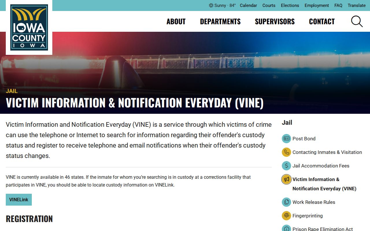 Iowa County warrant lookup and separate VINELink custody route